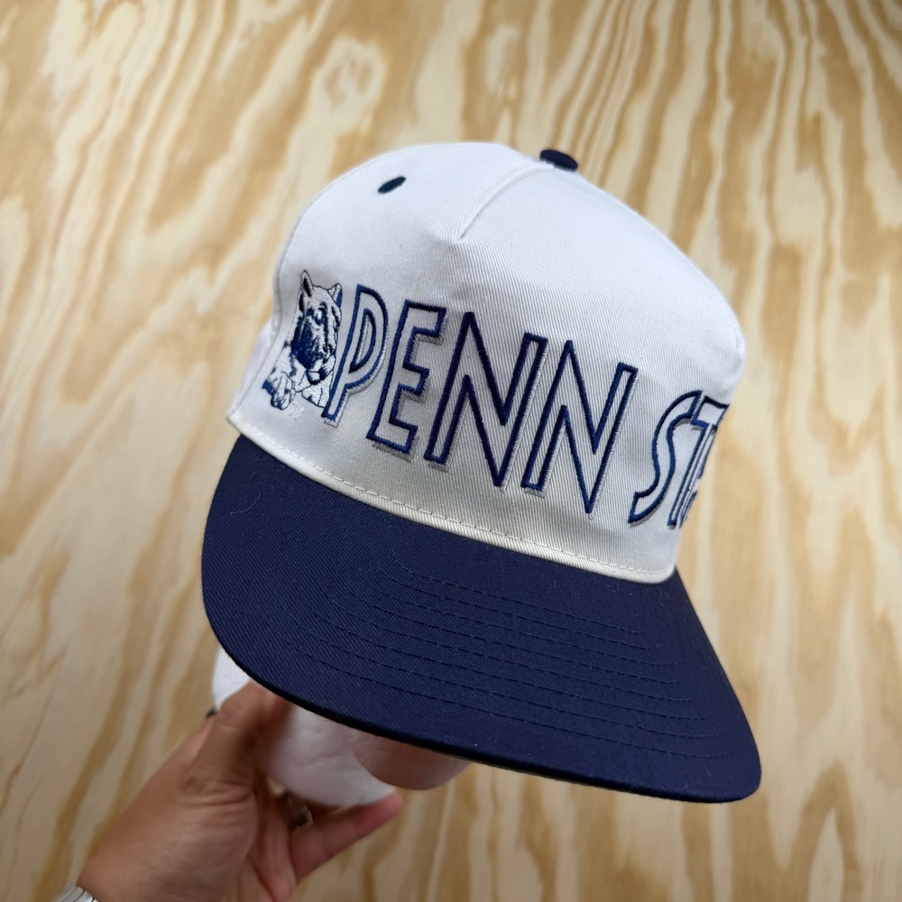 Vintage Penn State Nittany Lions Hat JJ of Dallas Snapback White Navy Blue NCAA